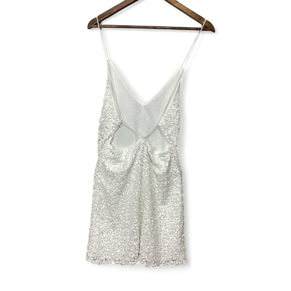 Lulu's White Sequin Spaghetti Strap Party Dress - Picture 3 of 8